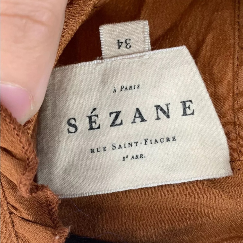 Sezane Jules Brown 100% Silk Blouse Size 34 - Picture 4 of 6
